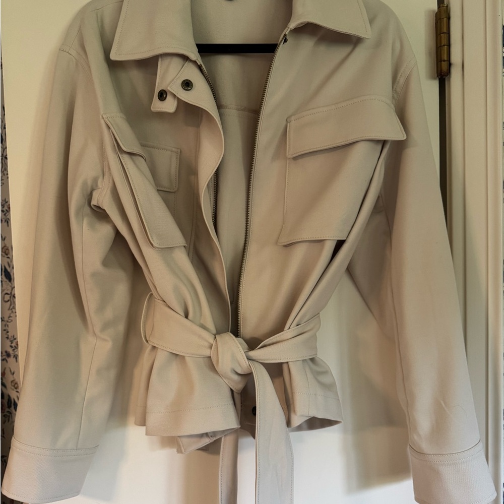 Banana Republic Cream Utility Jacket with Belted Waist